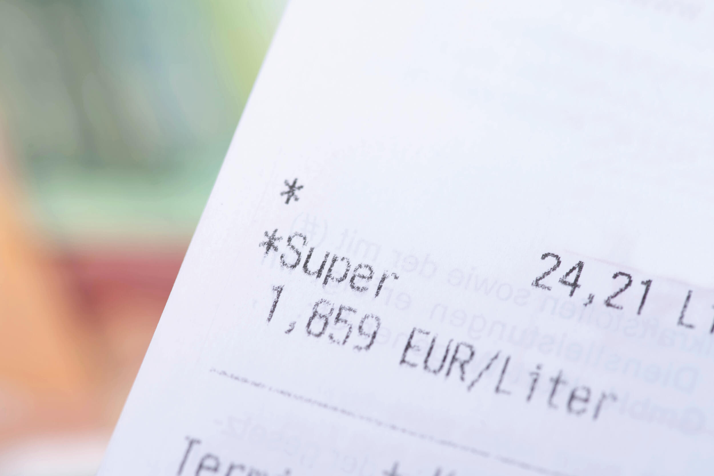 Tankbeleg mit Literpreis